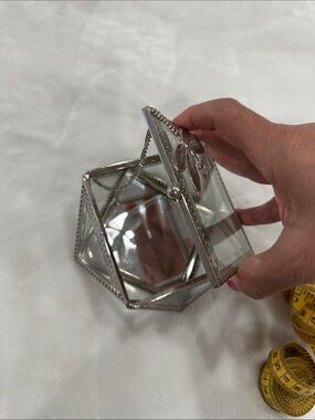 Silver Glass Dragonfly Accent Decorative jewelry box gently used